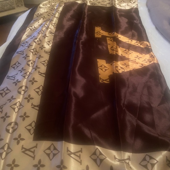 Monogram Silk Scarf Panel in Brown and Gold/copper - Picture 4 of 5